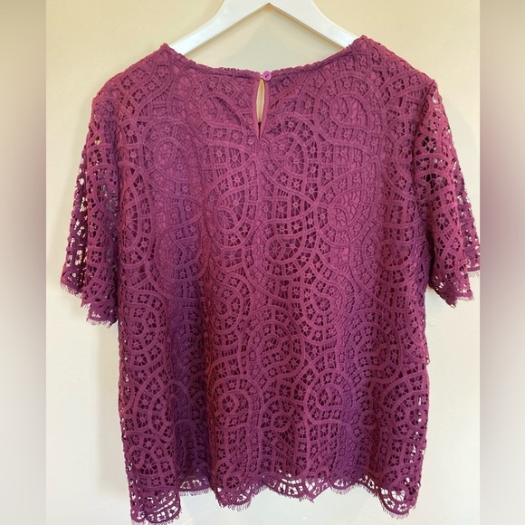 Philosophy Republic Plum Lace Overlay Short Sleeve Top Women’s Size XL - Picture 4 of 5